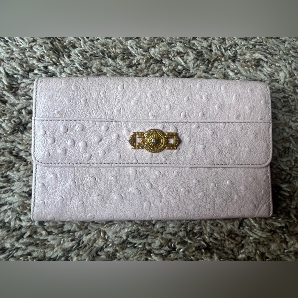 Versace light pink Leather -Full size wallet with Gold Accent
